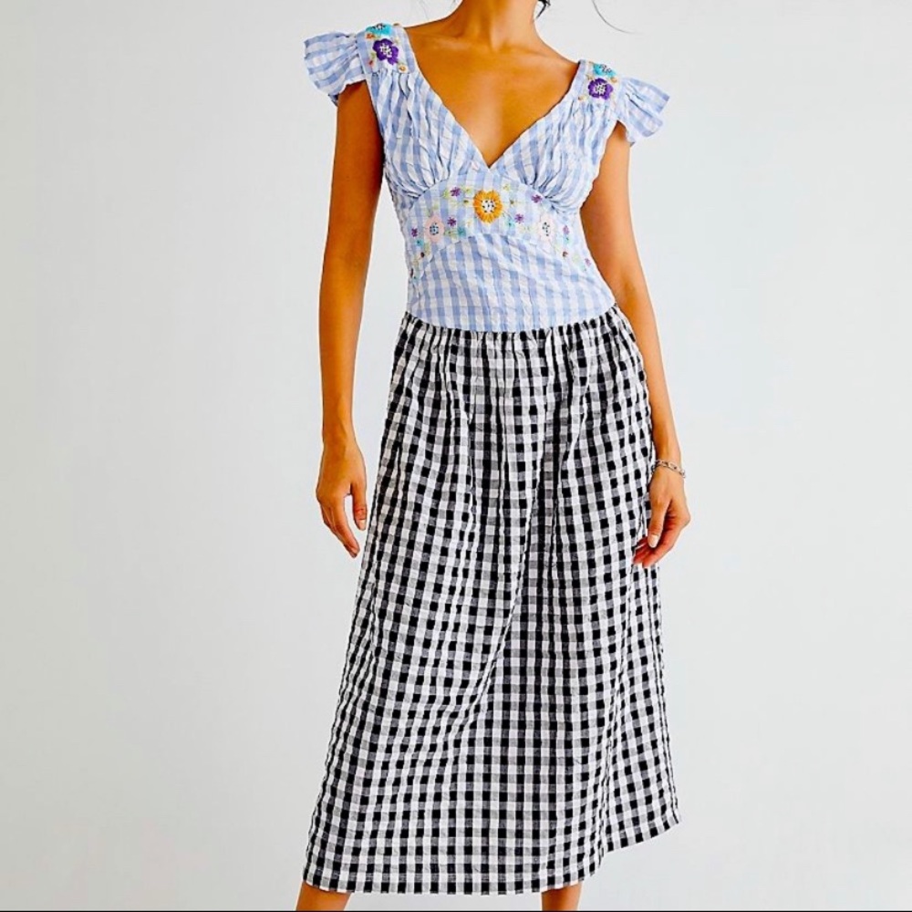 NWT Tach Ilene Cloque Gingham Dress